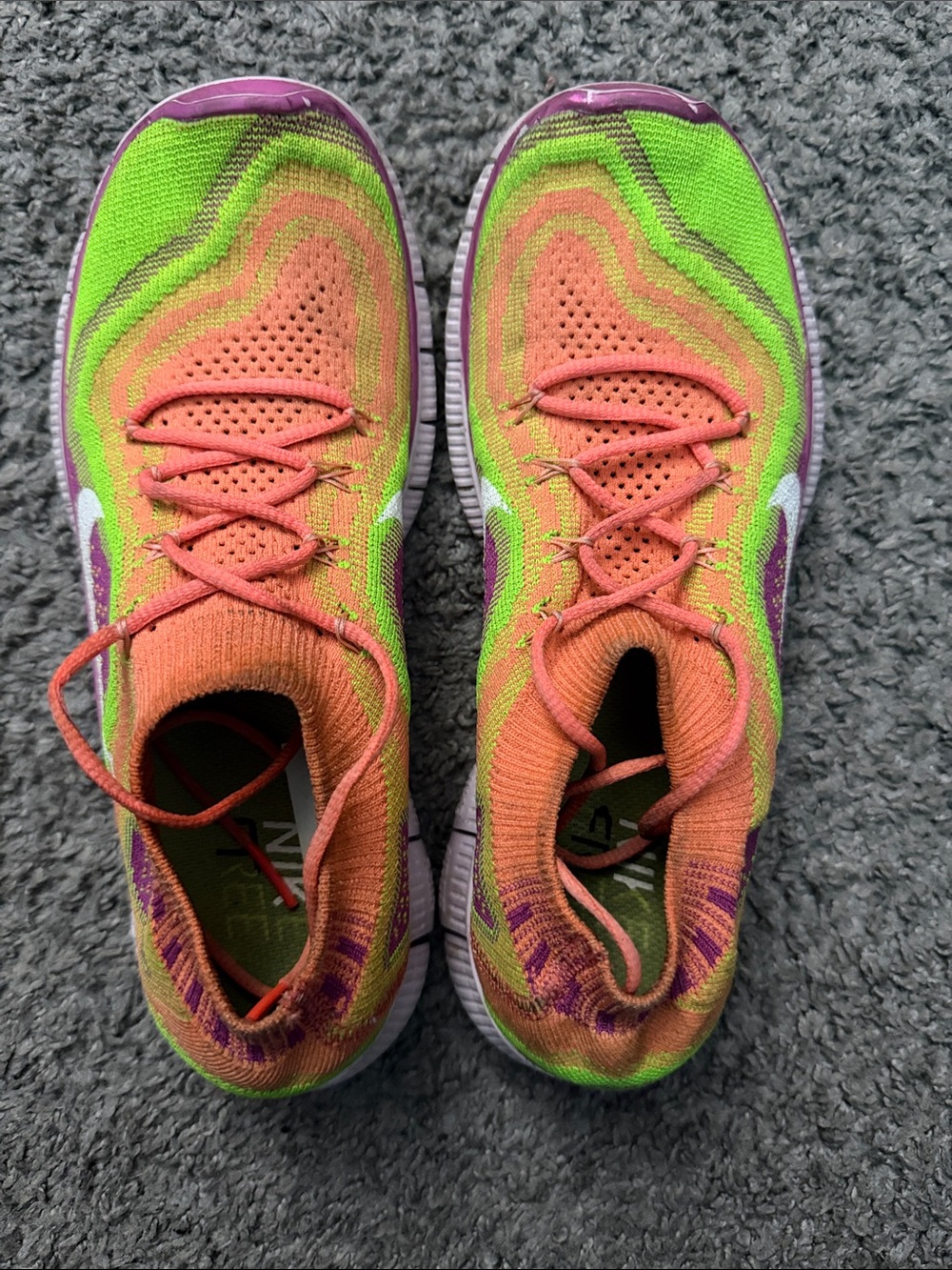 Nike Women's Vibrant Knit Running Shoes — Orange, Green & Purple